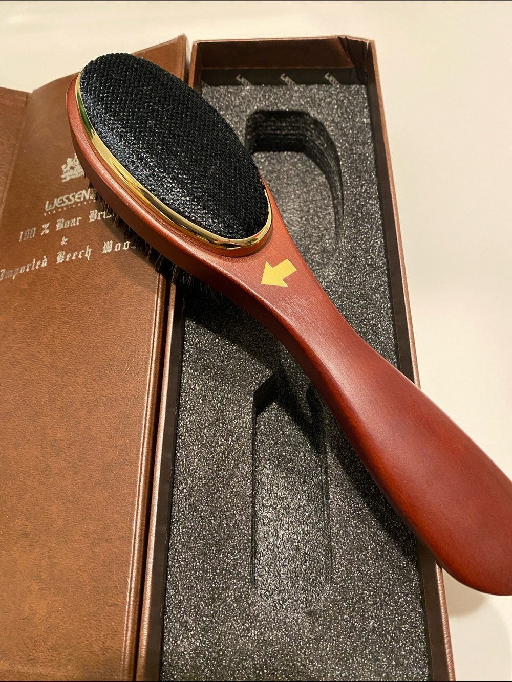 Vintage Wessen Scandinavian Boar Bristle Clothes Brush, Lint Remover, Shoe Horn - Picture 4 of 13